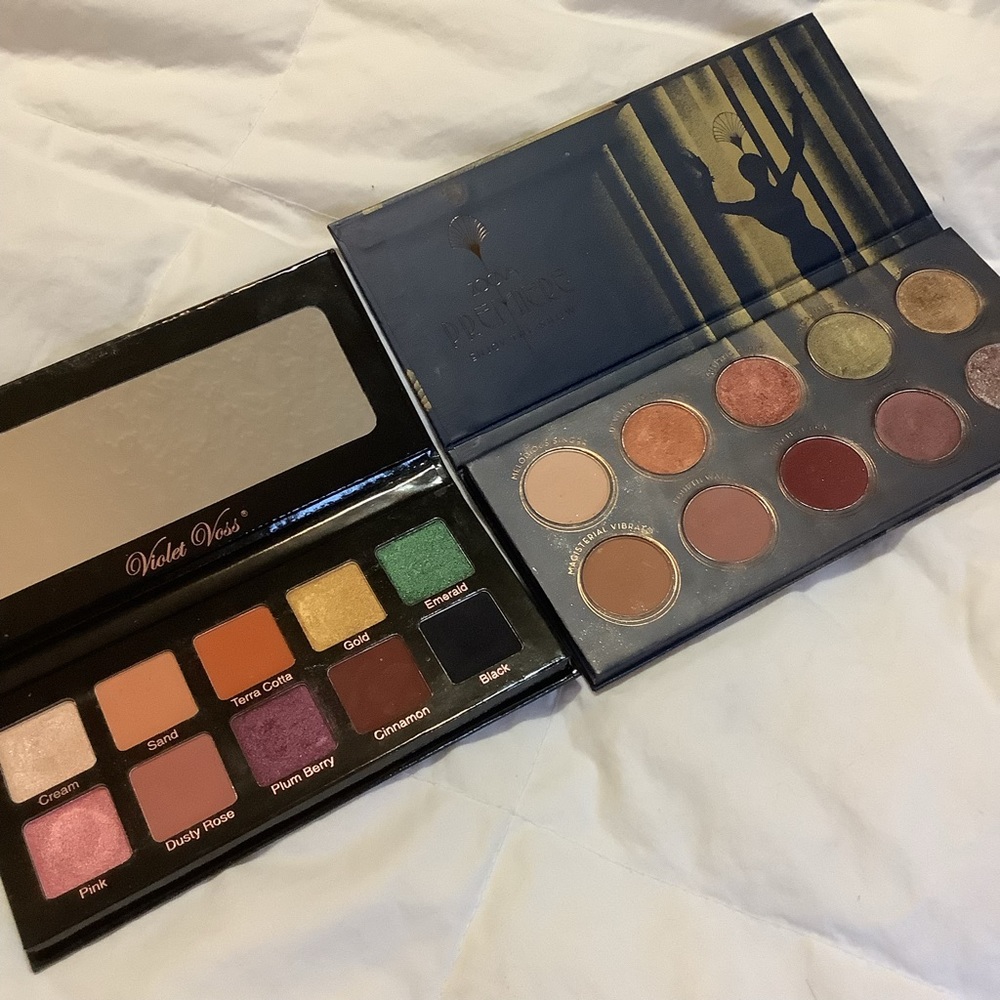 2 eyeshadow pallets. Violet Voss Essentials, and Zoeva Premiere